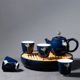 一壺四杯 霽藍釉旅行茶具 功夫茶具套裝