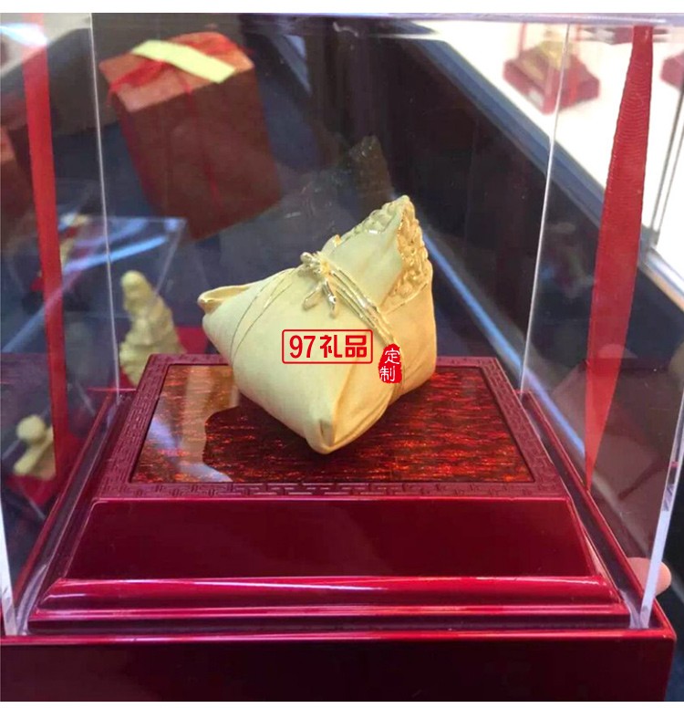寓意一生金  端午節絨沙金粽紀念禮品擺件