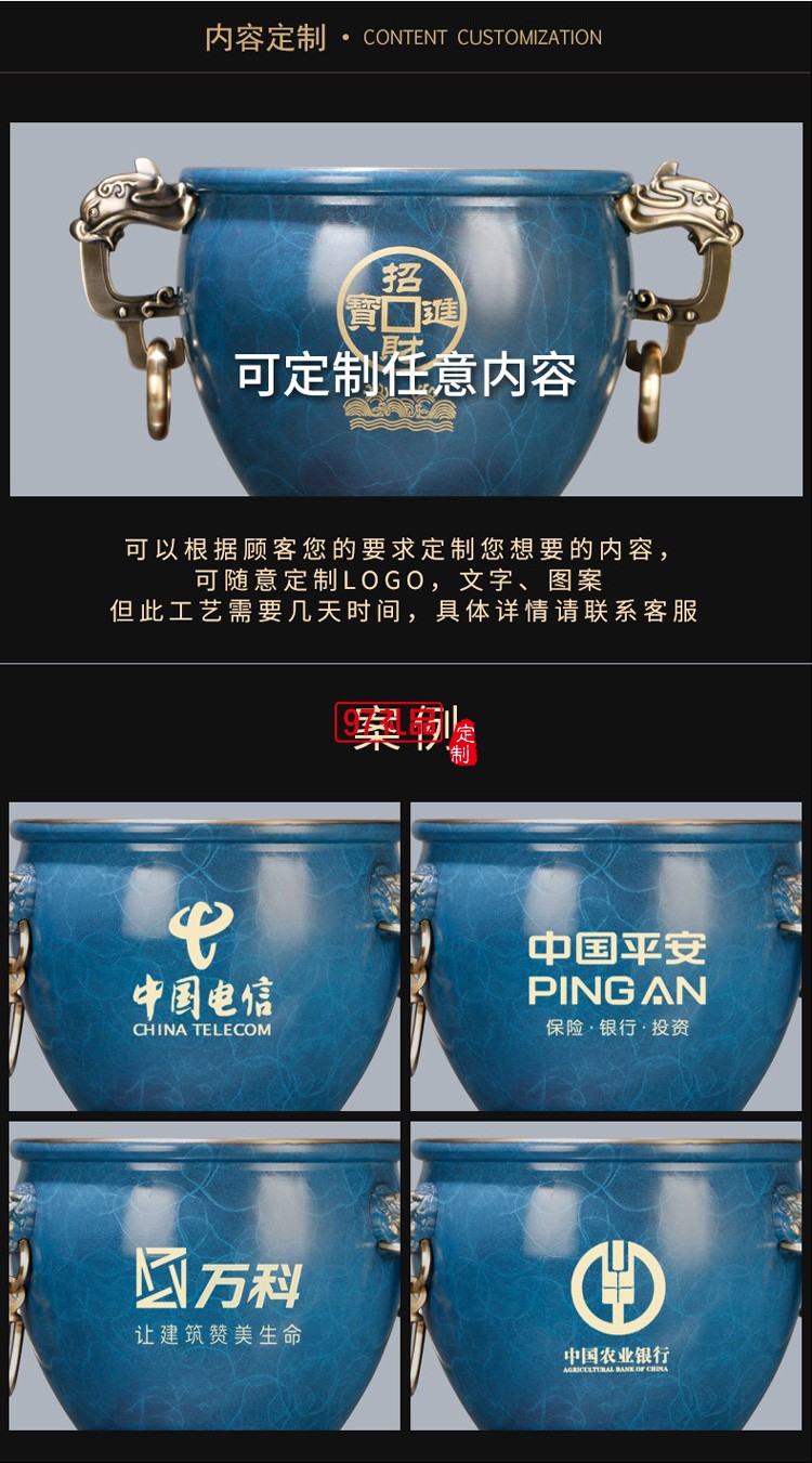聚財純銅聚寶盆招財擺件商務 辦公室創意禮品黃銅金屬工藝品