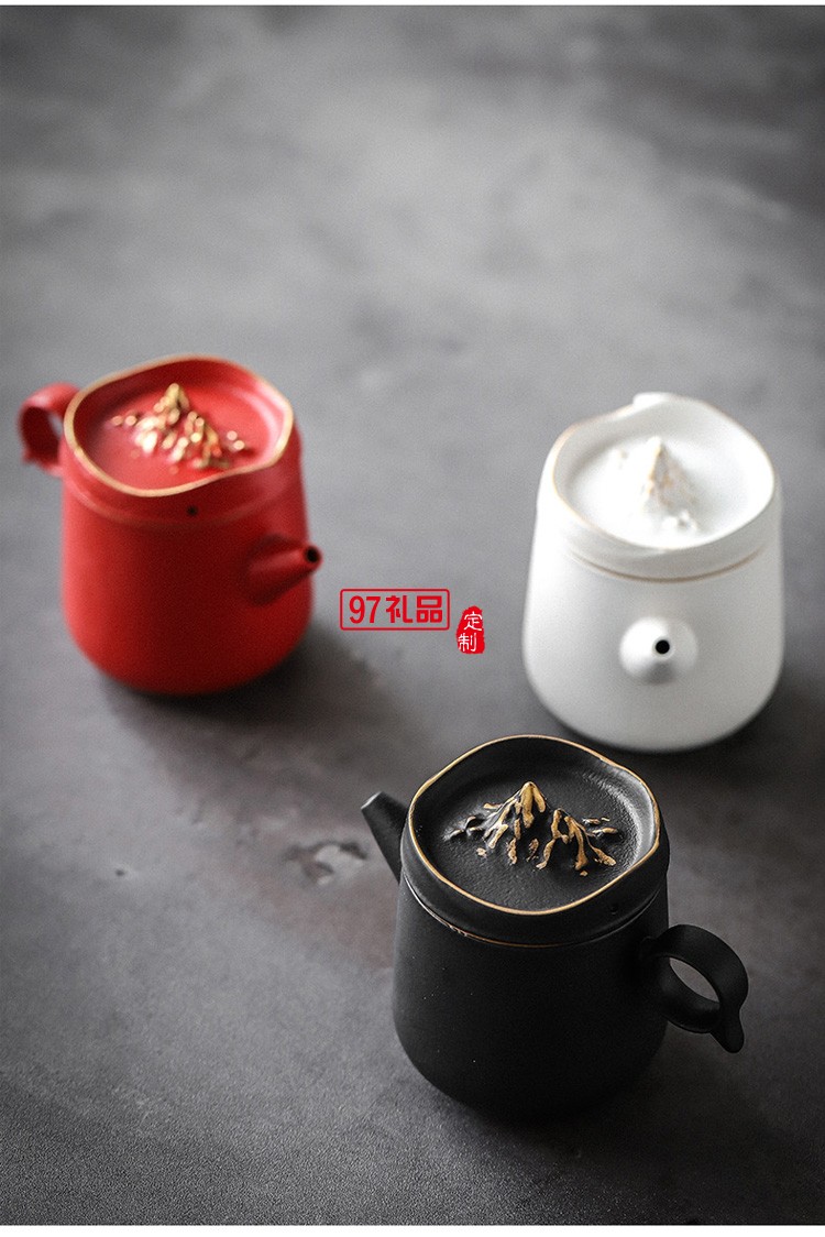 德化陶瓷創意觀山茶具套裝粗陶便攜旅行茶具配茶盤商務禮品