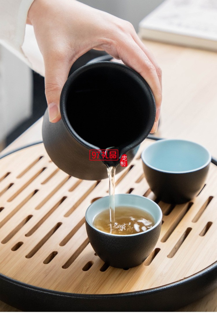 茶具套裝 實(shí)用日式簡(jiǎn)約黑陶瓷辦公室家用客廳干泡小型小套帶茶盤(pán)