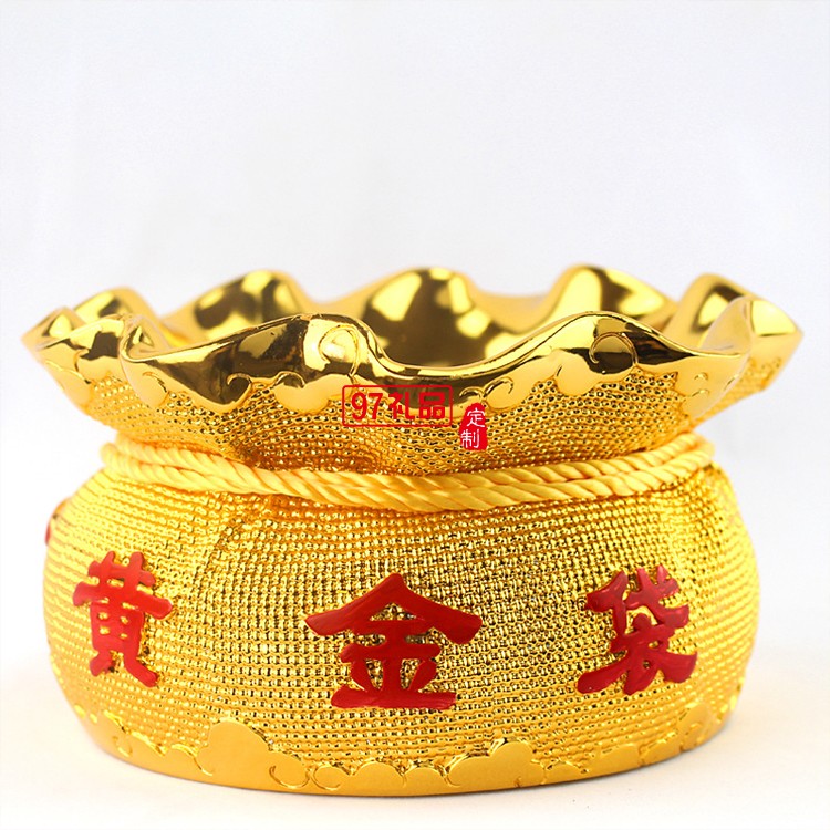 金錢袋擺件聚寶盆存錢罐家居擺設樹脂工藝品