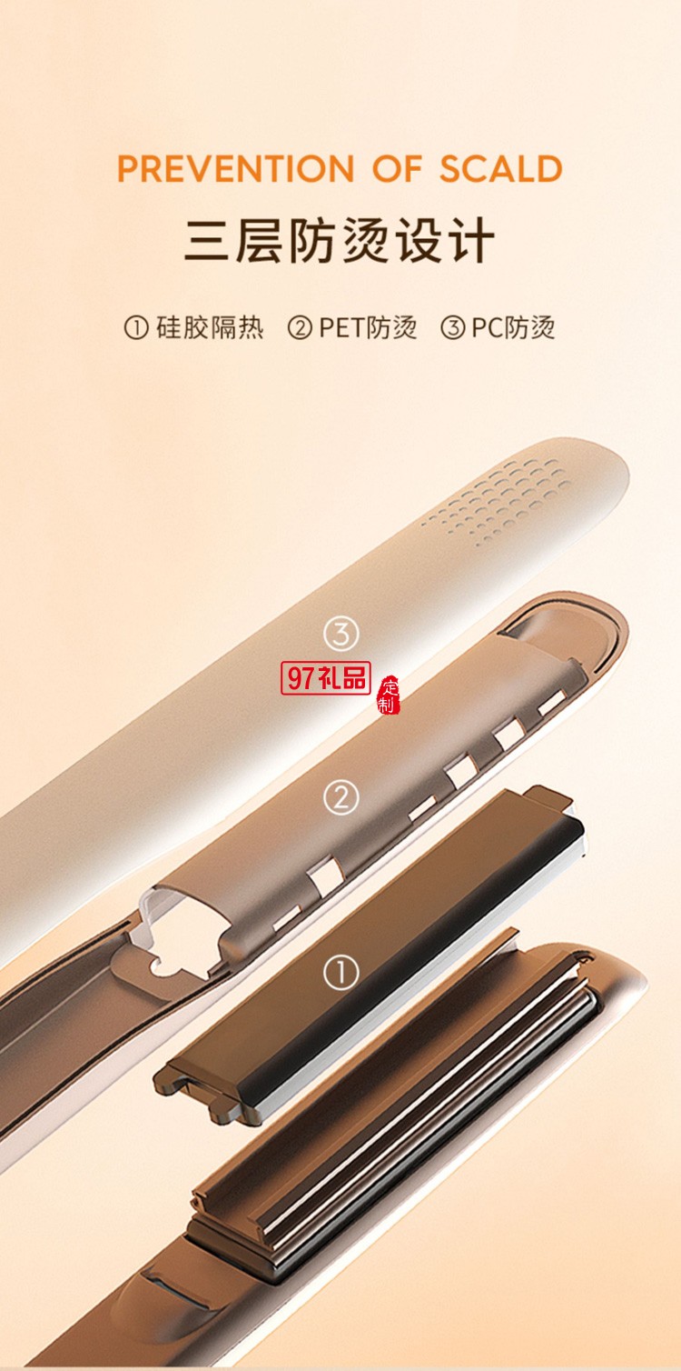 電夾板直發(fā)卷發(fā)兩用負離子拉直板夾LN-508F定制公司廣告禮品
