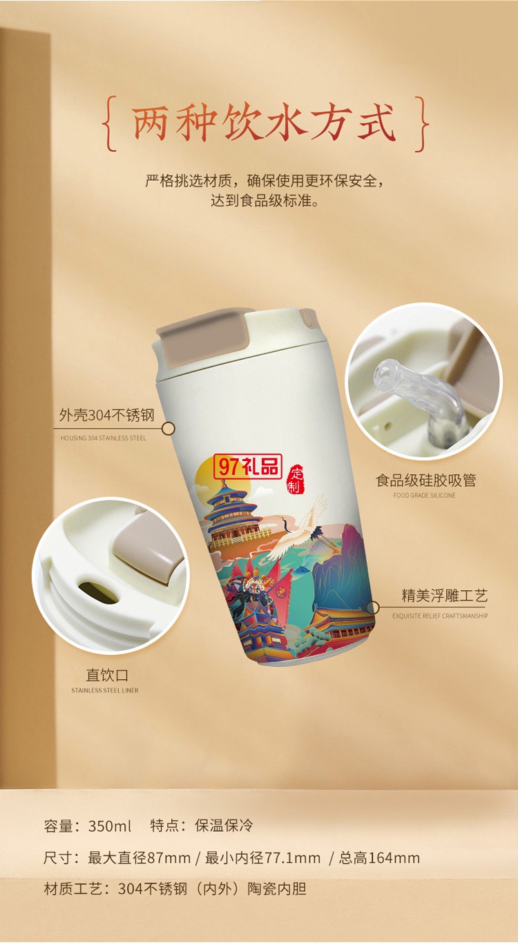 城市元素文創(chuàng)商務(wù)伴手禮國(guó)潮風(fēng)咖啡杯高端實(shí)用禮盒套裝拜訪(fǎng)送客戶(hù)