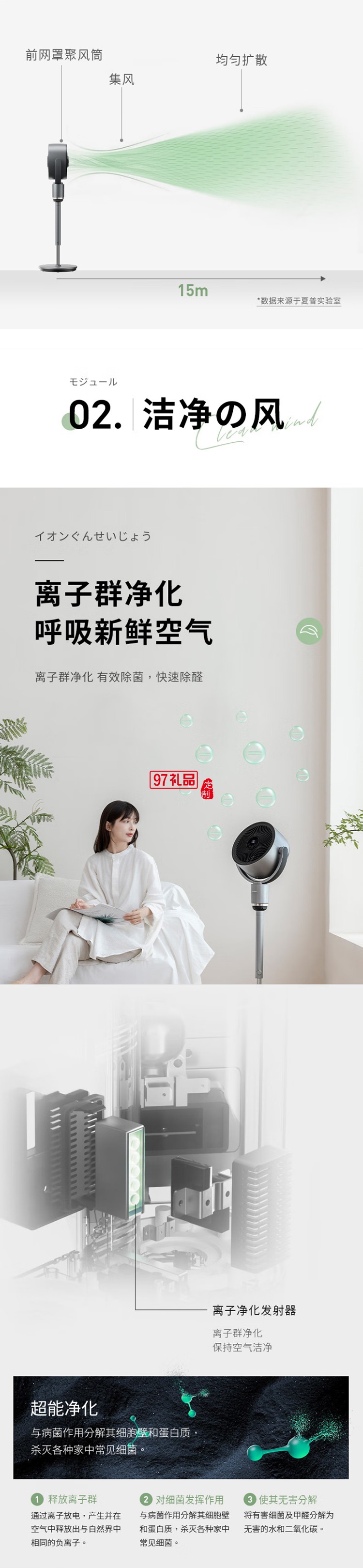 夏普空氣循環扇電風扇輕音落地扇家用新款智能語音負離子濾網凈化電扇
